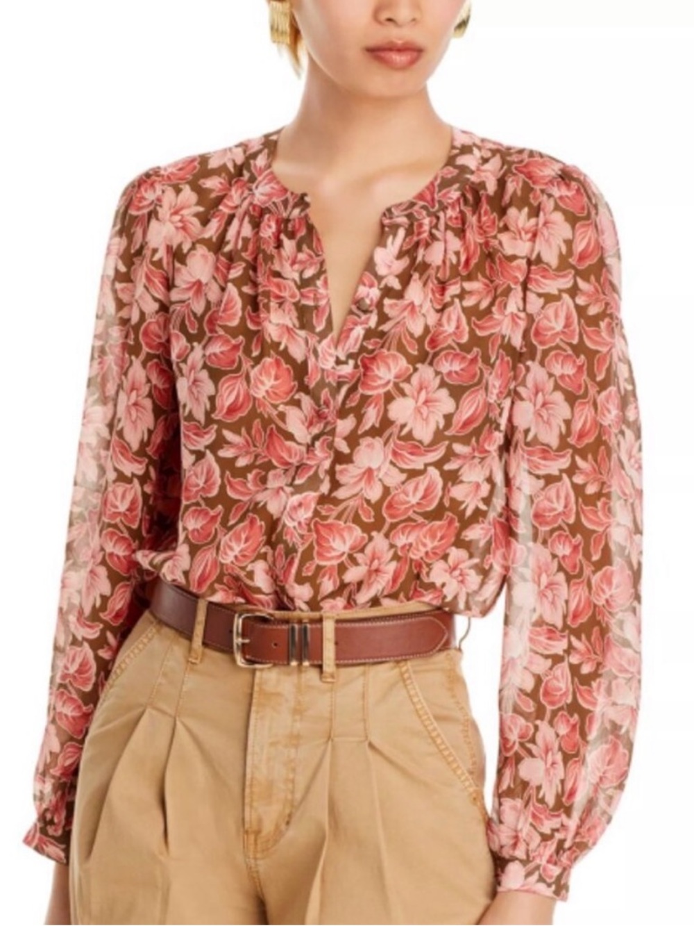 Veronica Beard Ashlynn Top in Deep Ochre Multi size 2